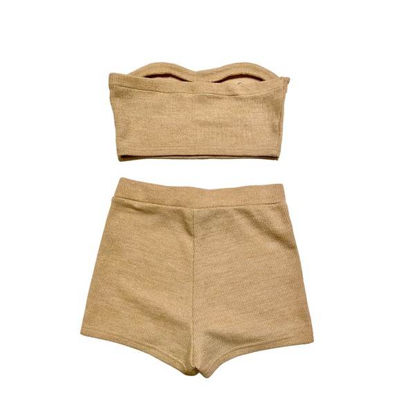 [SHEIN] Knit Matching Tube Top & Short Set - Picture 2 of 2